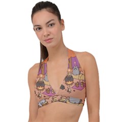 Pusheen Cute Fall The Cat Halter Plunge Bikini Top by Ndabl3x