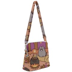 Pusheen Cute Fall The Cat Zipper Messenger Bag by Ndabl3x