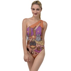 Pusheen Cute Fall The Cat To One Side Swimsuit by Ndabl3x