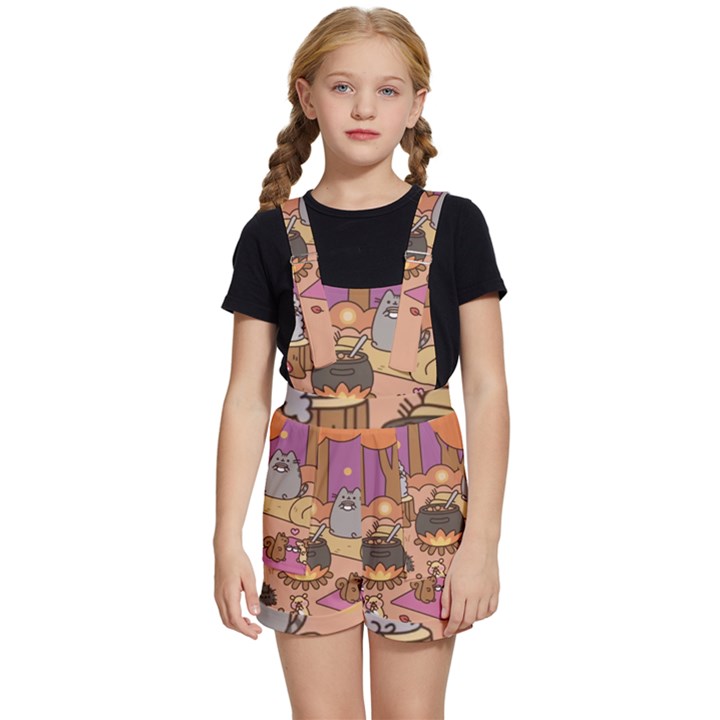 Pusheen Cute Fall The Cat Kids  Short Overalls