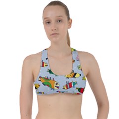 Fish Ocean Sea Water Diving Blue Criss Cross Racerback Sports Bra