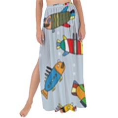 Fish Ocean Sea Water Diving Blue Maxi Chiffon Tie-up Sarong by Ndabl3x