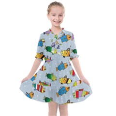 Fish Ocean Sea Water Diving Blue Kids  All Frills Chiffon Dress by Ndabl3x