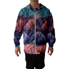 Adventure Psychedelic Mountain Kids  Hooded Windbreaker by Ndabl3x