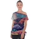 Adventure Psychedelic Mountain Off Shoulder Tie-Up T-Shirt View1