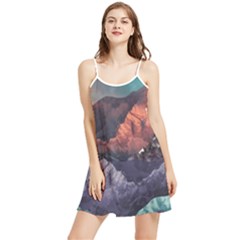 Adventure Psychedelic Mountain Summer Frill Dress by Ndabl3x