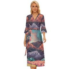 Adventure Psychedelic Mountain Midsummer Wrap Dress by Ndabl3x