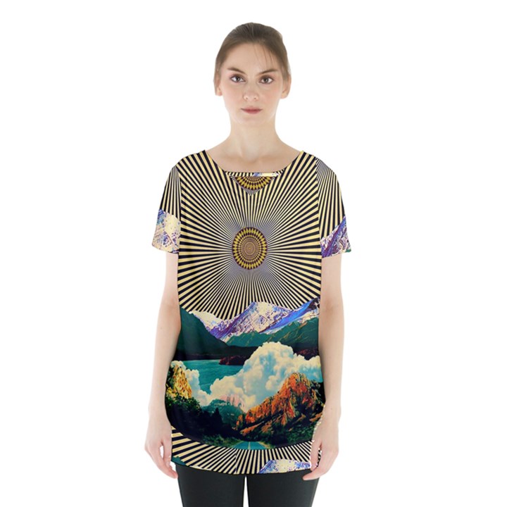 Surreal Art Psychadelic Mountain Skirt Hem Sports Top