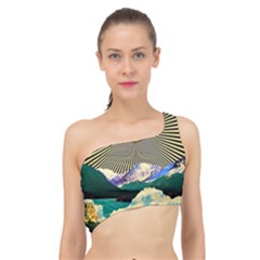 Surreal Art Psychadelic Mountain Spliced Up Bikini Top  by Ndabl3x