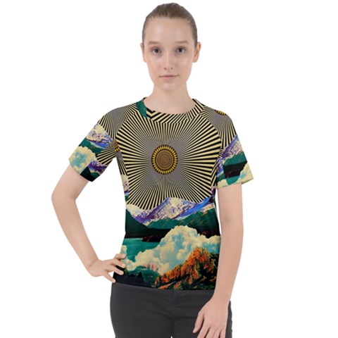 Surreal Art Psychadelic Mountain Women s Sport Raglan T-shirt by Ndabl3x