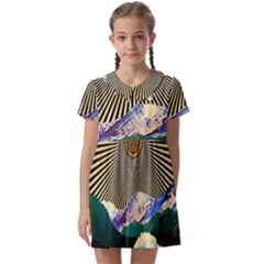 Surreal Art Psychadelic Mountain Kids  Asymmetric Collar Dress