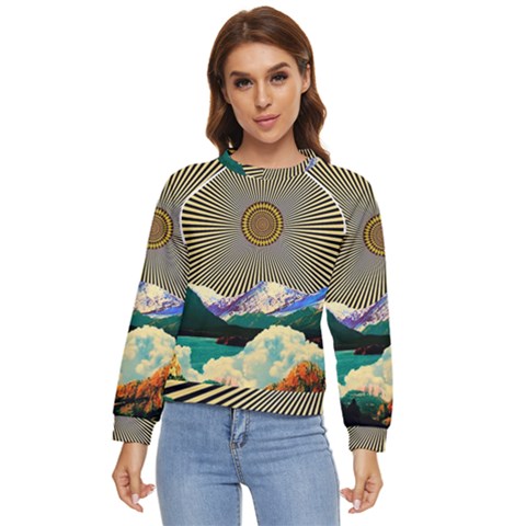 Surreal Art Psychadelic Mountain Women s Long Sleeve Raglan T-shirt by Ndabl3x