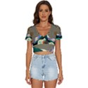 Surreal Art Psychadelic Mountain V-Neck Crop Top View1