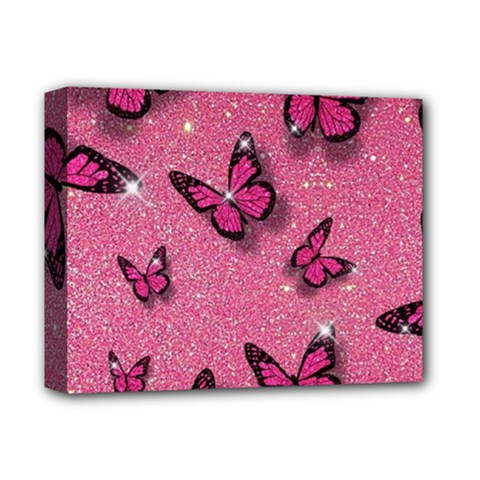 Pink Glitter Butterfly Deluxe Canvas 14  X 11  (stretched) by Ndabl3x