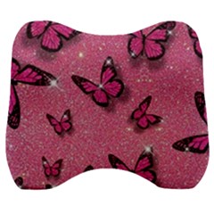 Pink Glitter Butterfly Velour Head Support Cushion by Ndabl3x