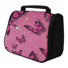 Pink Glitter Butterfly Full Print Travel Pouch (small) by Ndabl3x