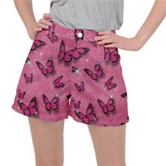 Pink Glitter Butterfly Women s Ripstop Shorts by Ndabl3x