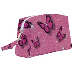 Pink Glitter Butterfly Wristlet Pouch Bag (large) by Ndabl3x