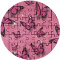 Pink Glitter Butterfly Wooden Puzzle Round View1