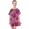 Pink Glitter Butterfly Kids  One Piece Chiffon Dress View1