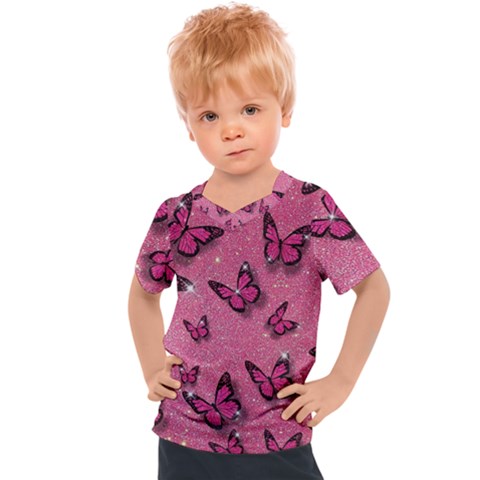 Pink Glitter Butterfly Kids  Sports T-shirt by Ndabl3x