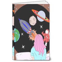 Girl Bed Space Planet Spaceship 8  X 10  Softcover Notebook by Bedest