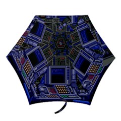 Blue Computer Monitor With Chair Game Digital Art Mini Folding Umbrellas by Bedest