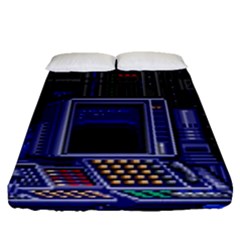 Blue Computer Monitor With Chair Game Digital Art Fitted Sheet (queen Size) by Bedest