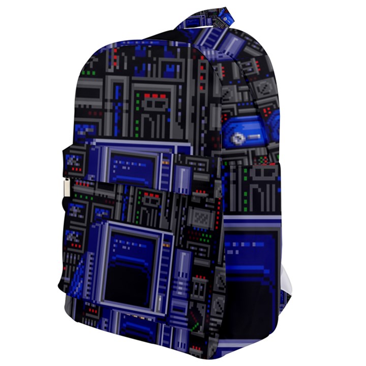 Blue Computer Monitor With Chair Game Digital Art Classic Backpack