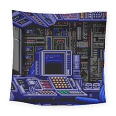 Blue Computer Monitor With Chair Game Digital Art Square Tapestry (large) by Bedest