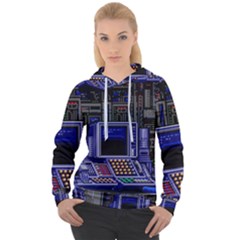 Blue Computer Monitor With Chair Game Digital Art Women s Overhead Hoodie by Bedest