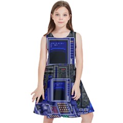 Blue Computer Monitor With Chair Game Digital Art Kids  Skater Dress by Bedest