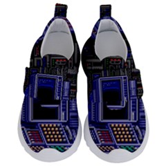 Blue Computer Monitor With Chair Game Digital Art Kids  Velcro No Lace Shoes by Bedest