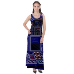 Blue Computer Monitor With Chair Game Digital Art Sleeveless Velour Maxi Dress by Bedest