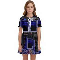 Blue Computer Monitor With Chair Game Digital Art Kids  Sweet Collar Dress by Bedest