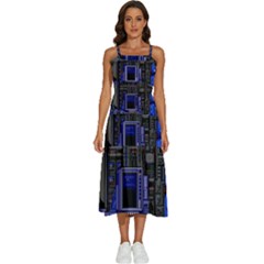 Blue Computer Monitor With Chair Game Digital Art Sleeveless Shoulder Straps Boho Dress by Bedest