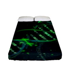 Green And Black Abstract Digital Art Fitted Sheet (full/ Double Size) by Bedest