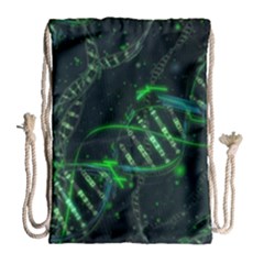 Green And Black Abstract Digital Art Drawstring Bag (large) by Bedest