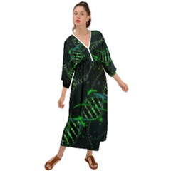 Green And Black Abstract Digital Art Grecian Style  Maxi Dress by Bedest