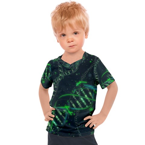 Green And Black Abstract Digital Art Kids  Sports T-shirt by Bedest