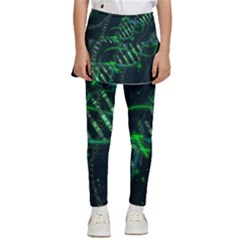 Green And Black Abstract Digital Art Kids  Skirted Pants by Bedest