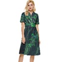 Green And Black Abstract Digital Art Button Top Knee Length Dress View1