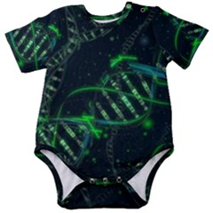 Green And Black Abstract Digital Art Baby Short Sleeve Bodysuit by Bedest