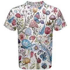 Mushroom Pattern Men s Cotton T-shirt by Valentinaart