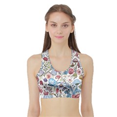 Mushroom Pattern Sports Bra With Border