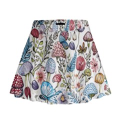 Mushroom Pattern Mini Flare Skirt by Valentinaart