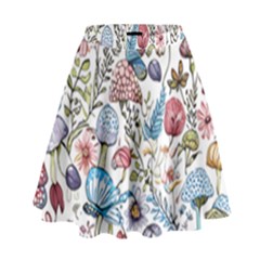 Mushroom Pattern High Waist Skirt