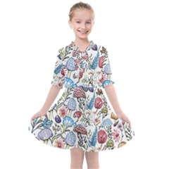 Mushroom Pattern Kids  All Frills Chiffon Dress by Valentinaart