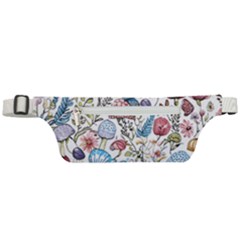 Mushroom Pattern Active Waist Bag by Valentinaart