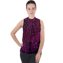 Retro-02 Mock Neck Chiffon Sleeveless Top by nateshop